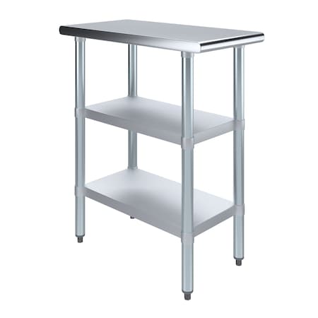 Amgood 30 in. x 12 in. Stainless Steel Table With Two Undershelves AMG WT-3015-2SH